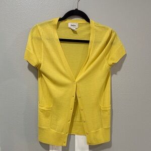 Neiman Marcus Exclusive Yellow Cashmere Short Sleeve Cardigan